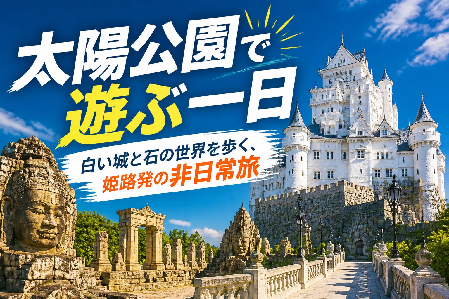 太陽公園で遊ぶ一日｜白い城と石の世界を歩く、姫路発の非日常旅 太陽公園 サムネイル