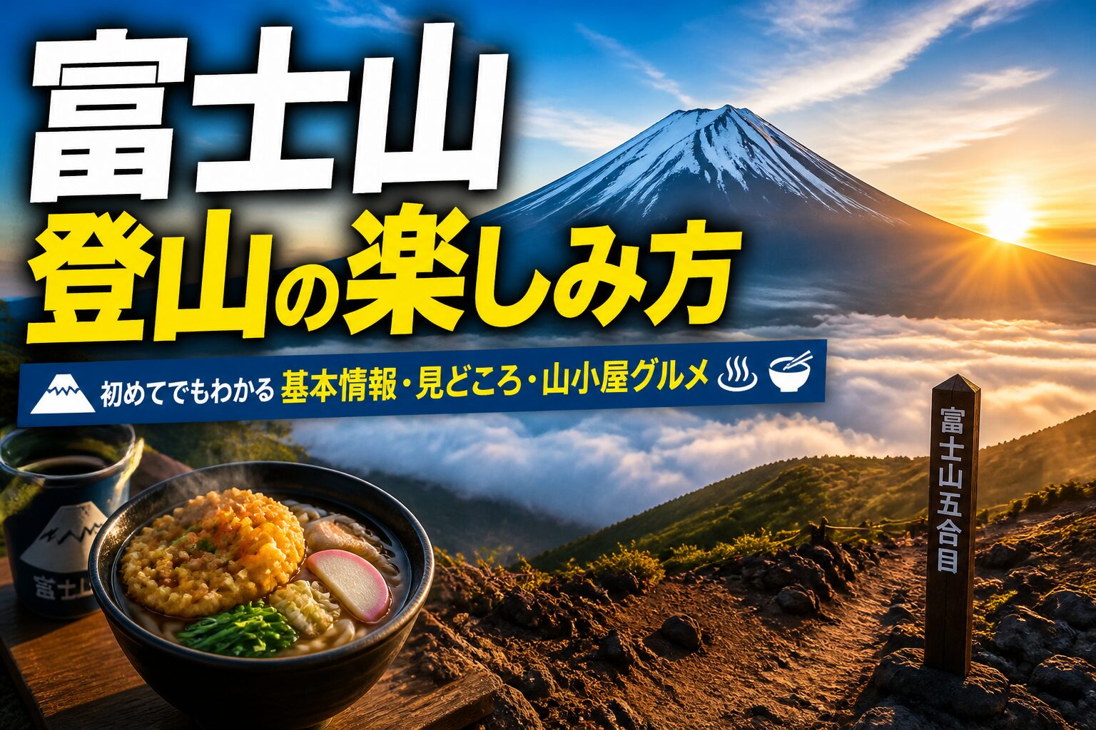 富士山登山の楽しみ方|初めてでもわかる基本情報・見どころ・山小屋グルメ 富士山 サムネイル