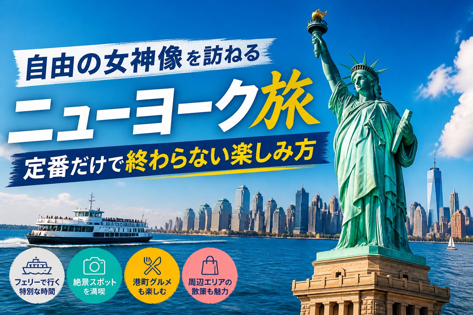 自由の女神像を訪ねるニューヨーク旅。定番だけで終わらない楽しみ方 自由の女神像 サムネイル